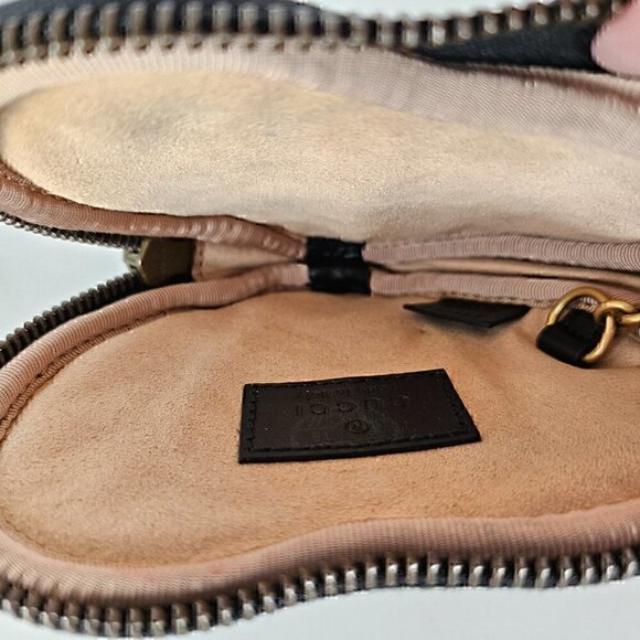 Gucci Calfskin Matelasse GG Marmont Heart Coin Purse Black - Picture 3 of 6